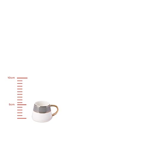 KARACA Globe Turkish Coffee Cups and Saucer for 6 People, 12 Pieces, 90 ml Espresso Turkish Coffee Demitasse Set of 6 Cups & Saucers Made of Porcelain, 3 oz Espresso&Turkish Coffee Cups with Saucers