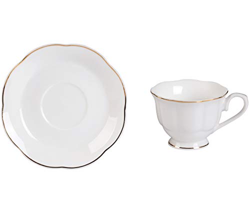 GuangYang 12 Pieces (Tiny Style) Mini Porcelain Espresso Cups with Saucers - 2.5 Ounces Coffee Cup and Saucer set of 6, 80cc,White