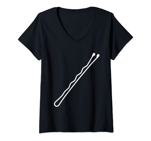 Womens Bobby Pin Hairpin Hairdresser Hairstylist Beauty Salon Team V-Neck T-Shirt