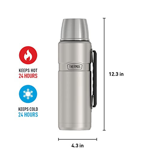 THERMOS Stainless King Vacuum-Insulated Beverage Bottle, 40 Ounce, Matte Steel