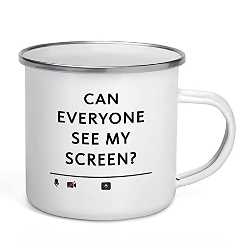 Coworker Camper Mug White - Can Everyone See My Screen - Online Virtual 2021 Meeting Office D?cor Worker Boss Colleague Teacher 12oz