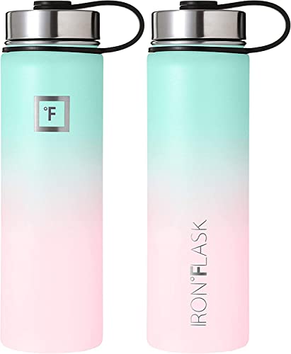 IRON °FLASK Sports Water Bottle - 22 Oz, 3 Lids (Straw Lid), Leak Proof, Vacuum Insulated Stainless Steel, Double Walled, Thermo Mug, Metal Canteen
