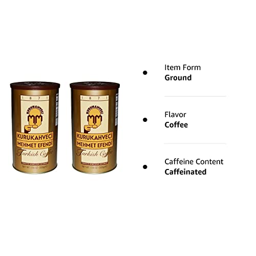 Kurukahveci Mehmet Efendi Turkish Coffee 17.6 Ounce Can (Pack of 2)