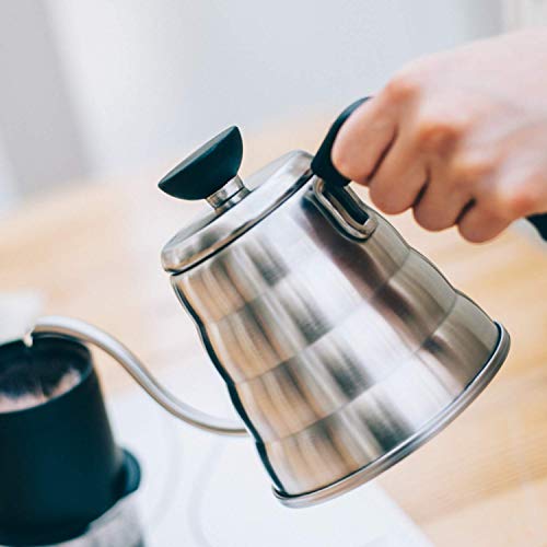 Hario V60 "Buono" Drip Kettle Stovetop Gooseneck Coffee Kettle 1.2L, Stainless Steel, Silver
