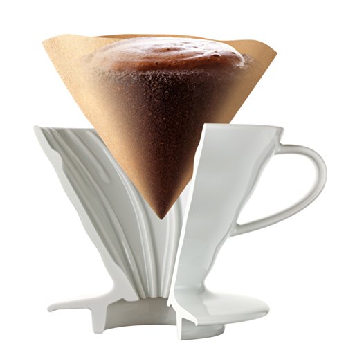 Hario V60 Ceramic Coffee Dripper Pour Over Cone Coffee Maker Size 02, White