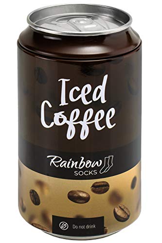 Rainbow Socks - Men Women Funny Iced Coffee Can Socks - 1 Pair - Size US 9.5-13 EU 41-46