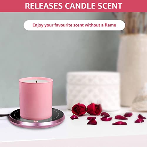 Nouvati Candle Warmer/Coffee Warmer with Mug Set: Excellent Heating, Auto Shut-Off, 2 Heating Modes; Coffee Warmer for Desk; Tea Gift Set; Coffee Gift Set; Cute Coffee Mug with Lid (Pink Cat)