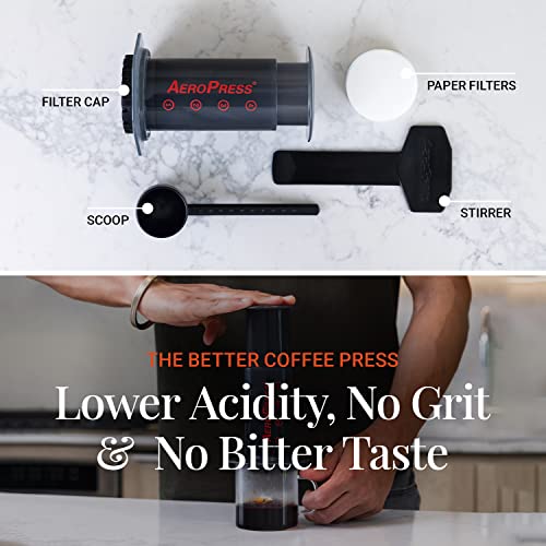 Aeropress Original Coffee and Espresso Maker, Barista Level Portable Coffee Maker with Chamber, Plunger, and Filters, Quick Coffee and Espresso Maker, Made in USA