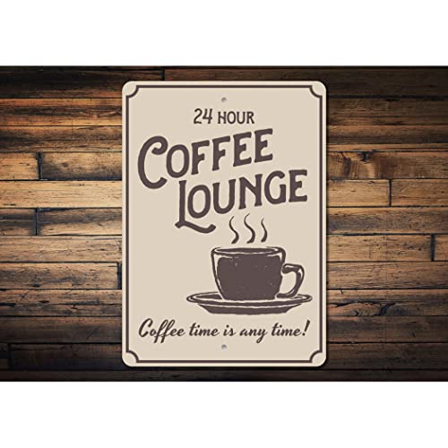 Coffee Lounge Sign, Coffee Lounge Decor, Coffee Lover Sign, Coffee Bar Decor, Coffee Addict Sign, Coffee Cup Aluminum Sign - 8" x 12"