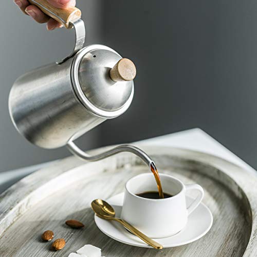YHOSSEUN Espresso Cups with Saucers and Metal Stand Coffee Cup Set of 6 4 oz Cappuccino Cups Teacup for Tea Party - White Espresso Cup Set