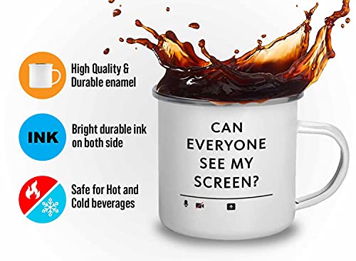 Coworker Camper Mug White - Can Everyone See My Screen - Online Virtual 2021 Meeting Office D?cor Worker Boss Colleague Teacher 12oz
