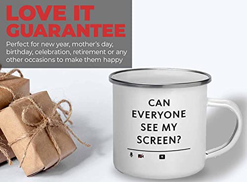 Coworker Camper Mug White - Can Everyone See My Screen - Online Virtual 2021 Meeting Office D?cor Worker Boss Colleague Teacher 12oz