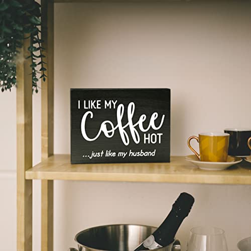 Coffee Bar Decor Farmhouse Coffee Sign for Coffee Bar Signs Decor - I Like My Coffee Hot Like My Husband Sign for Coffee Decor for Coffee Bar