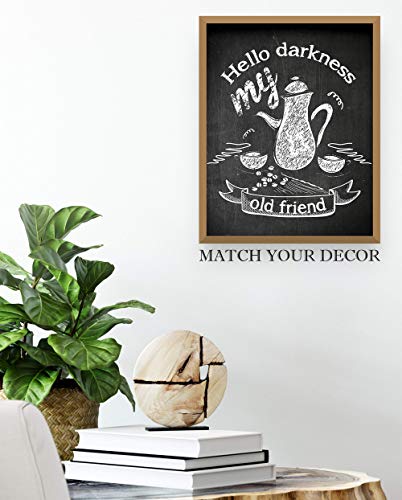 Hello Darkness My Old Friend Sign Coffee Quote Poster Wall Art Print 11x14 inch Unframed, Gift for Coffee Lovers. Coffee Shop, Café, Home, or Coffee Bar Decor