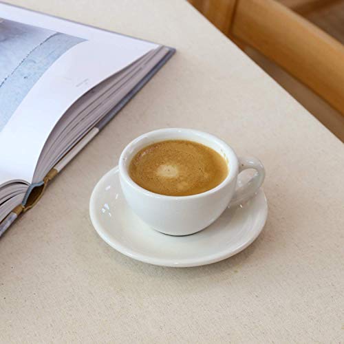 LE TAUCI 3 oz Espresso Cups with Saucers,Set of 4,Demitasse Coffee Cup for Double shot, Lungo, Ristretto - White