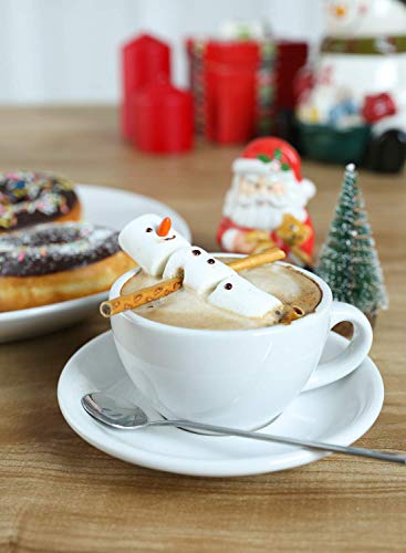 LE TAUCI 3 oz Espresso Cups with Saucers,Set of 4,Demitasse Coffee Cup for Double shot, Lungo, Ristretto - White