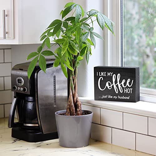 Coffee Bar Decor Farmhouse Coffee Sign for Coffee Bar Signs Decor - I Like My Coffee Hot Like My Husband Sign for Coffee Decor for Coffee Bar