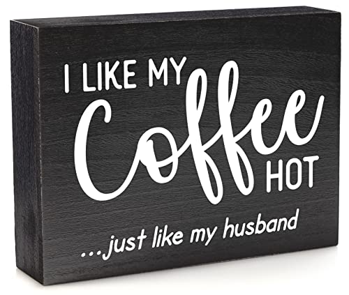 Coffee Bar Decor Farmhouse Coffee Sign for Coffee Bar Signs Decor - I Like My Coffee Hot Like My Husband Sign for Coffee Decor for Coffee Bar