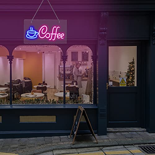 XIYUNTE Coffee Neon Sign, USB Powered Coffee Sign with Metal Chain, LED Coffee Neon Signs for Wall Decor, Café, Restaurant,Coffee Bars