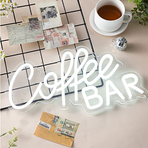 Coffee Neon Sign for Wall Decor White LED Word Neon Lights USB Powered Coffee Sign Coffee Bar Neon Sign for Cafe Bar, Coffee Bar, Restaurant, Pub, Wedding Birthday Party Gifts