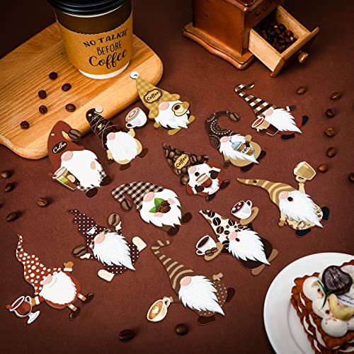60 Pcs Coffee Gnome Christmas Ornaments Wooden Gnome Coffee Ornaments Wooden Hanging Gnome Decorations for Farmhouse Home Decor Christmas Tree Hanging Decorations