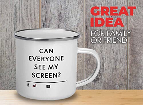 Coworker Camper Mug White - Can Everyone See My Screen - Online Virtual 2021 Meeting Office D?cor Worker Boss Colleague Teacher 12oz