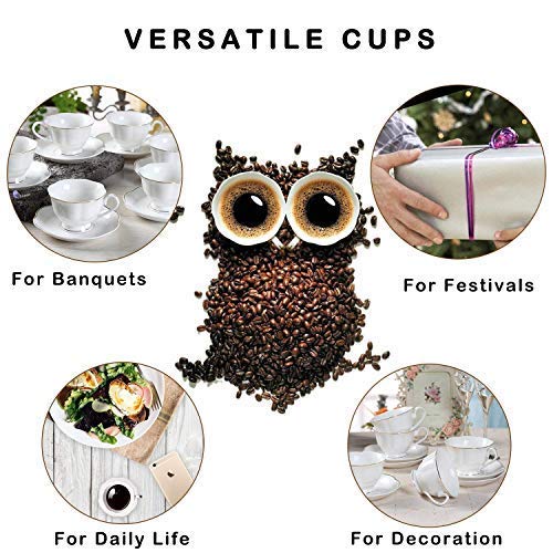 GuangYang 12 Pieces (Tiny Style) Mini Porcelain Espresso Cups with Saucers - 2.5 Ounces Coffee Cup and Saucer set of 6, 80cc,White