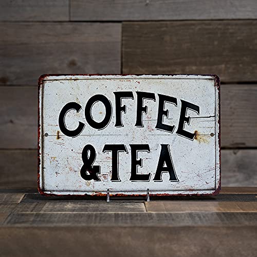 Chico Creek Signs Coffee & Tea Sign Station Nook Shop Signs Decor Hot Farmhouse Decorations Rustic Time Bar Kitchen Country Chic Accessories Tin Wall Art Small 8 x 12 High Gloss Metal 208120020092