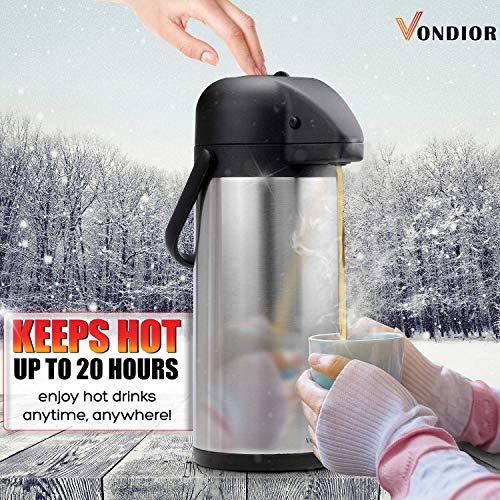 85 oz (2.5L) Coffee Carafe with Pump, Insulated Stainless Steel Coffee Dispenser, Coffee Carafes for Keeping Hot/ Cold, Hot Beverage Dispenser for Party