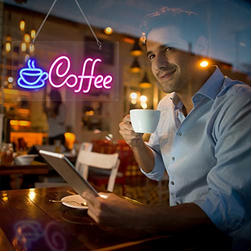 XIYUNTE Coffee Neon Sign, USB Powered Coffee Sign with Metal Chain, LED Coffee Neon Signs for Wall Decor, Café, Restaurant,Coffee Bars