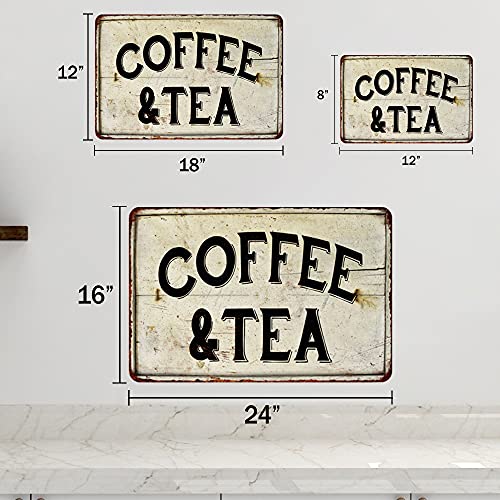 Chico Creek Signs Coffee & Tea Sign Station Nook Shop Signs Decor Hot Farmhouse Decorations Rustic Time Bar Kitchen Country Chic Accessories Tin Wall Art Small 8 x 12 High Gloss Metal 208120020092