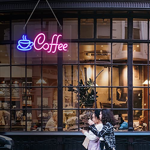 XIYUNTE Coffee Neon Sign, USB Powered Coffee Sign with Metal Chain, LED Coffee Neon Signs for Wall Decor, Café, Restaurant,Coffee Bars