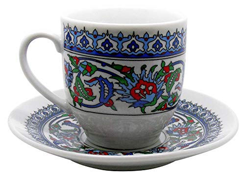 Turkish Coffee Cup and Saucer (6 Sets) 12 Pieces