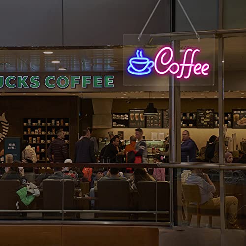 XIYUNTE Coffee Neon Sign, USB Powered Coffee Sign with Metal Chain, LED Coffee Neon Signs for Wall Decor, Café, Restaurant,Coffee Bars