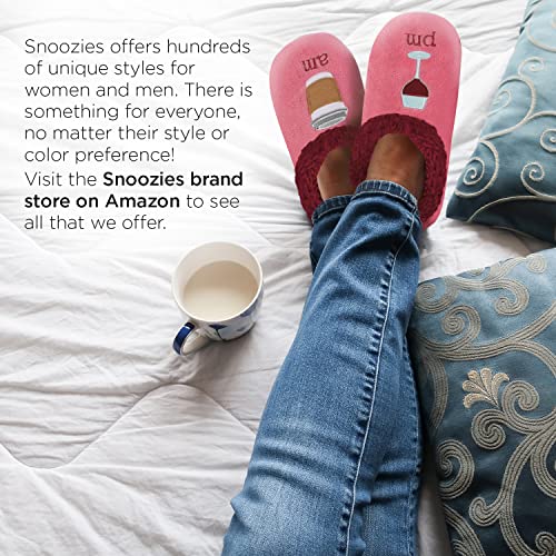 Snoozies Pairable Slipper Socks | House Slippers for Women, Fuzzy Slipper Socks |ith Unique Designs, Non Slip Socks - But First Coffee - Small