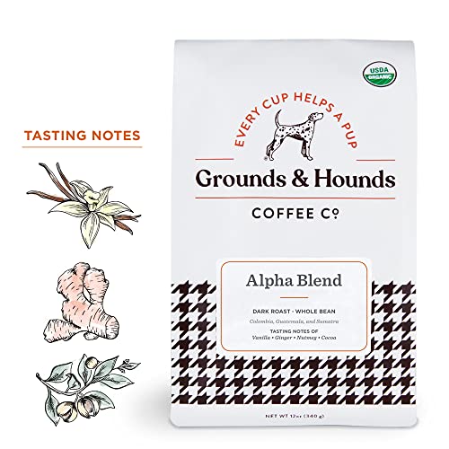 Grounds & Hounds Three Blend Starter Kit - 100% Organic Whole Bean Coffee Variety Pack, Whole Coffee Beans, Includes Three 6oz Bags of Our Most Popular Blends