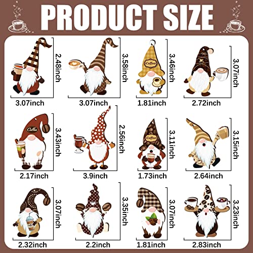 60 Pcs Coffee Gnome Christmas Ornaments Wooden Gnome Coffee Ornaments Wooden Hanging Gnome Decorations for Farmhouse Home Decor Christmas Tree Hanging Decorations