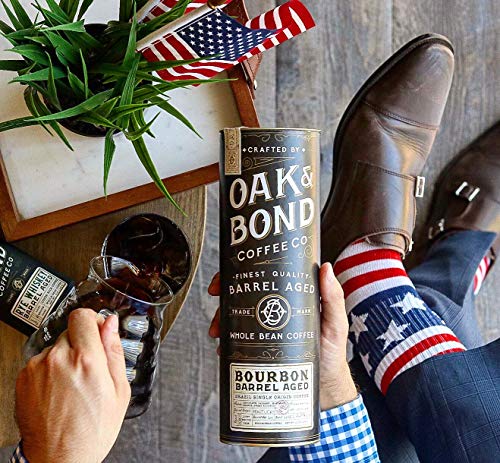 Kentucky Bourbon Whiskey Barrel Aged Coffee, Brazil Single Origin Whole Coffee Bean, Medium Roast w/ Flavor Notes of Chocolate, Caramel, Mandarin Orange, Sweet Bourbon by Oak & Bond Coffee Co. – 10oz.