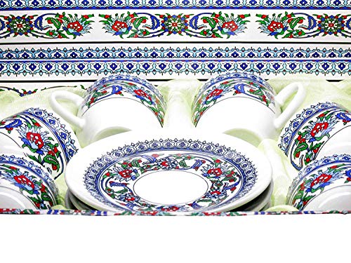 Turkish Coffee Cup and Saucer (6 Sets) 12 Pieces