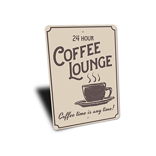 Coffee Lounge Sign, Coffee Lounge Decor, Coffee Lover Sign, Coffee Bar Decor, Coffee Addict Sign, Coffee Cup Aluminum Sign - 8" x 12"