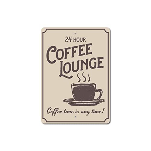 Coffee Lounge Sign, Coffee Lounge Decor, Coffee Lover Sign, Coffee Bar Decor, Coffee Addict Sign, Coffee Cup Aluminum Sign - 8" x 12"