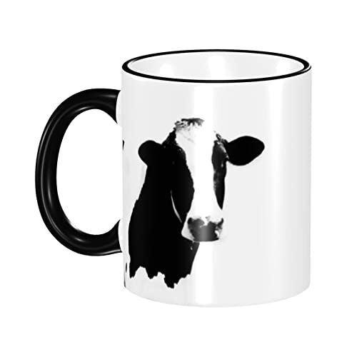 Black white cow Unique Christmas Gift Funny Coffee Mug Ceramic Cup Tea 12 Oz for Women Girls Girlfriend Friend Novelty Thanksgiving Halloween Personalized