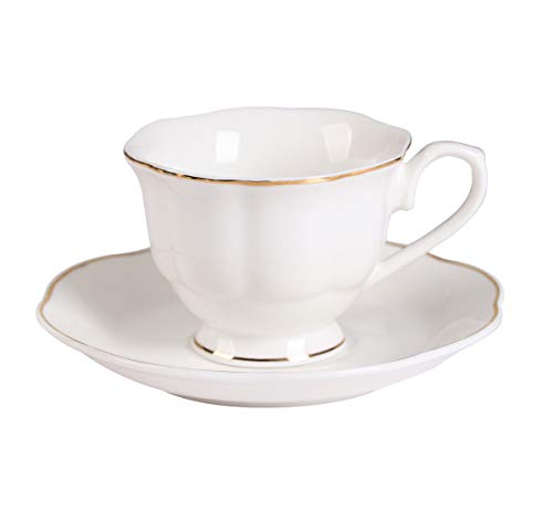 GuangYang 12 Pieces (Tiny Style) Mini Porcelain Espresso Cups with Saucers - 2.5 Ounces Coffee Cup and Saucer set of 6, 80cc,White
