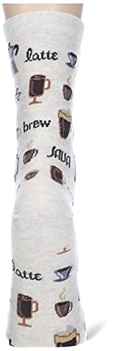 Hot Sox womens Food and Drink Novelty Casual Crew Socks Hosiery, Coffee (Natural Melange), 4 10 US