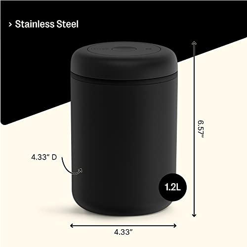 Fellow Atmos Vacuum Coffee Canister & Food Storage Container - Airtight Food Storage Containers - Coffee Containers - 1.2 Liter - Matte Black