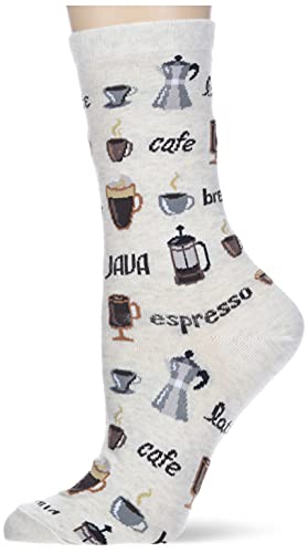 Hot Sox womens Food and Drink Novelty Casual Crew Socks Hosiery, Coffee (Natural Melange), 4 10 US