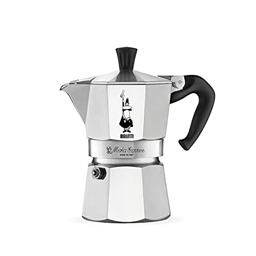 Bialetti - Moka Express: Iconic Stovetop Espresso Maker, Makes Real Italian Coffee, Moka Pot 3 Cups (4.3 Oz - 130 Ml), Aluminium, Silver