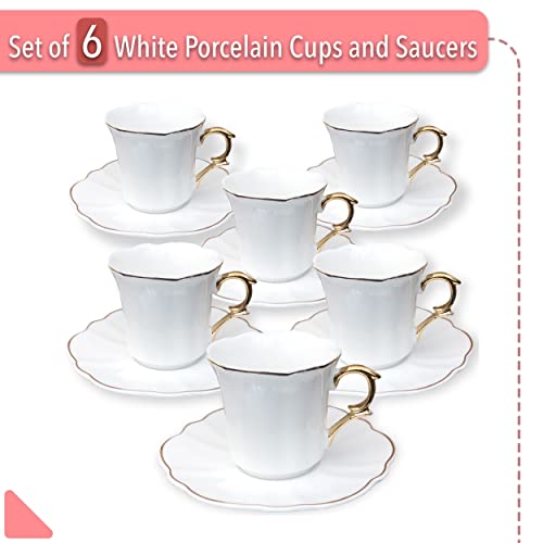 BTaT- Small Espresso Cups and Saucers, Set of 6 Demitasse Cups (2.4 oz –  Mochalino
