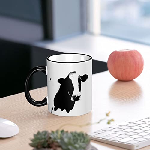 Black white cow Unique Christmas Gift Funny Coffee Mug Ceramic Cup Tea 12 Oz for Women Girls Girlfriend Friend Novelty Thanksgiving Halloween Personalized