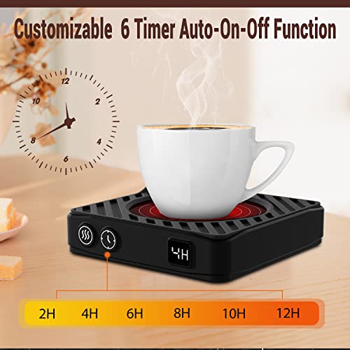 Mug Warmer, Upgrade Coffee Warmer & Cup Warmer for Desk with 3 Temperature  Settings, More Hot Coffee Mug Warmer with Timer & 4H Auto Shut Off for Keep